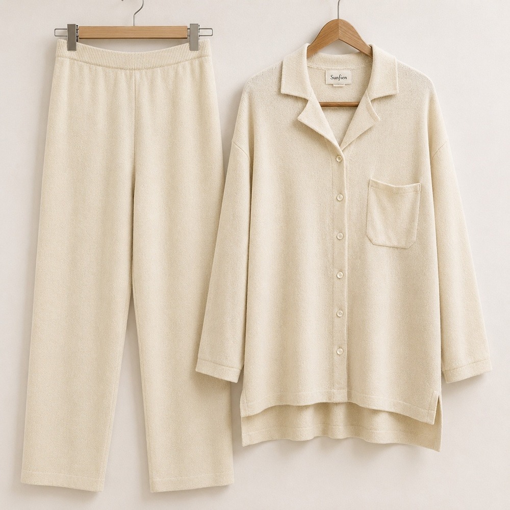 Neiman Marcus Cashmere Pant Set Womens Large Lounge Luxury old money cream